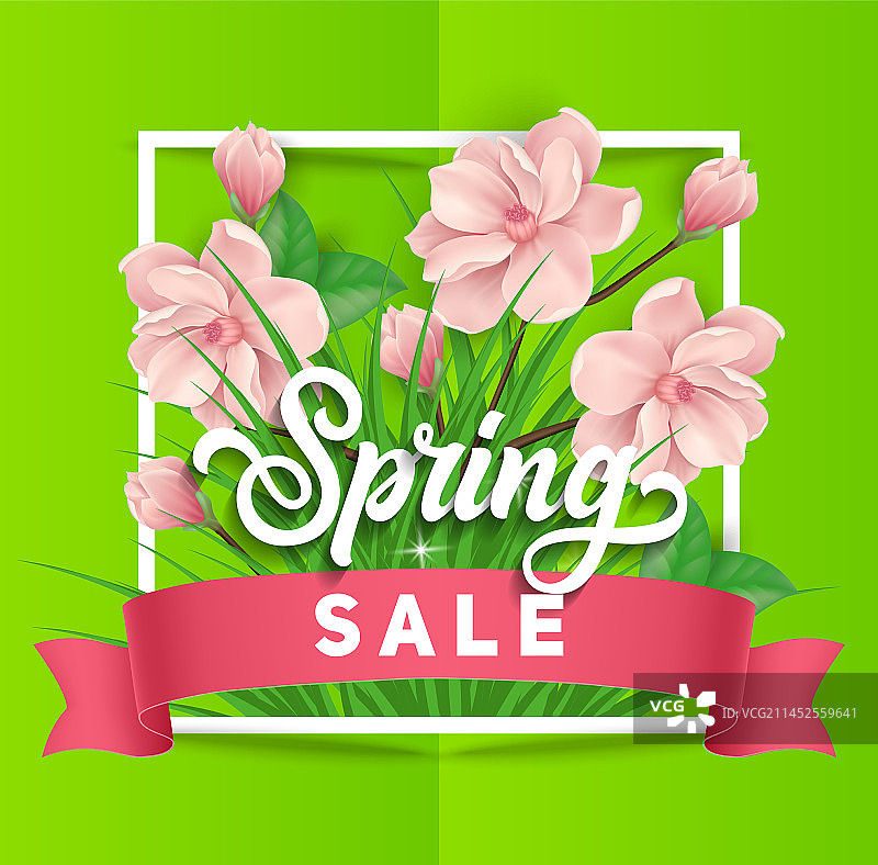 带鲜花的春季促销字母图片素材