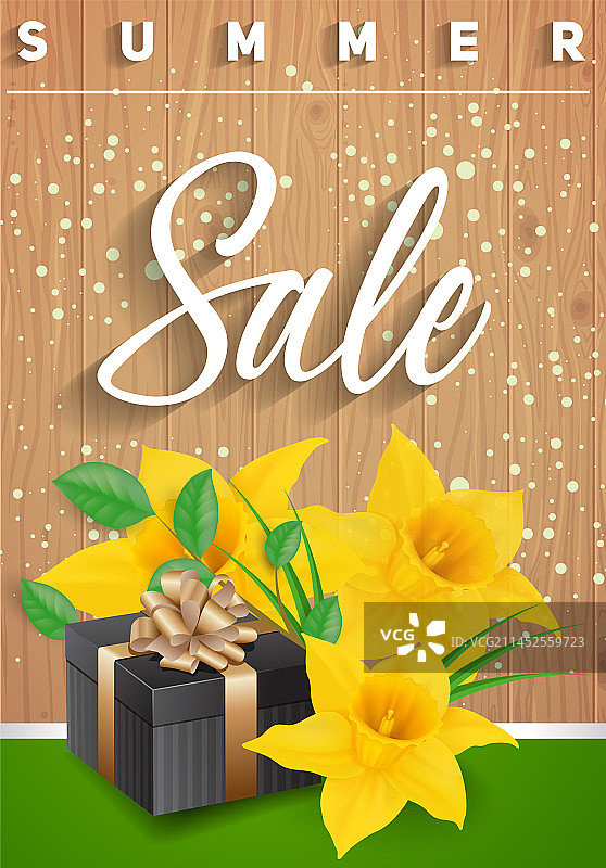 夏季促销字体设计与礼品水仙花图片素材