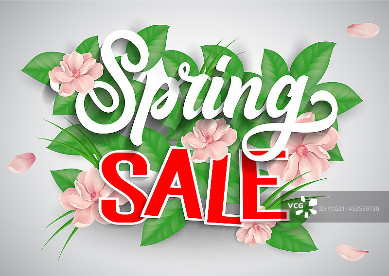 带鲜花的春季促销字母图片素材