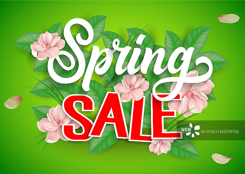春季促销字母和鲜花图片素材