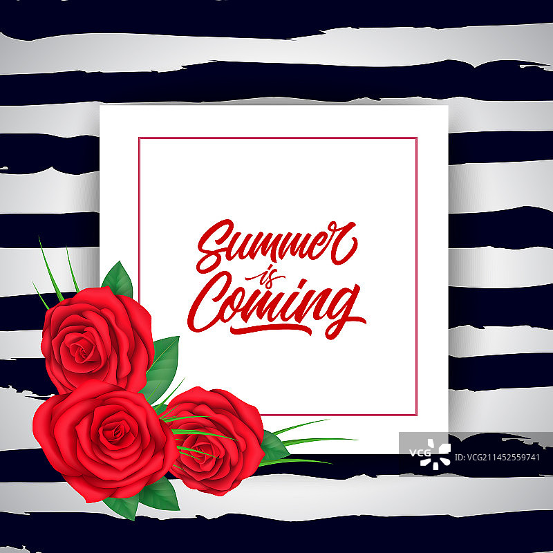 玫瑰花夏季主题刻字图片素材