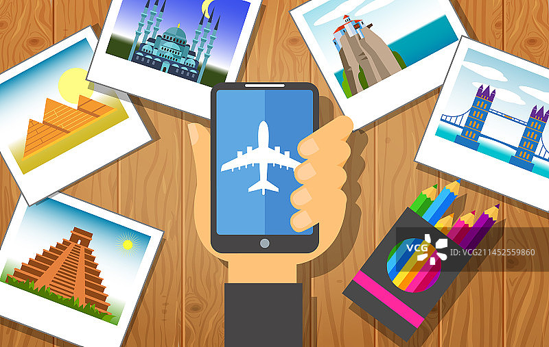 智能手机旅行海报设计图片素材