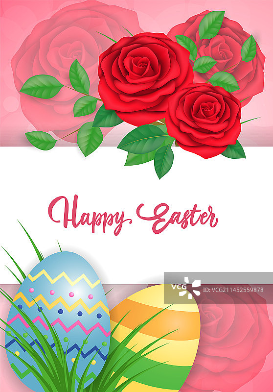 复活节快乐文字玫瑰彩蛋图片素材