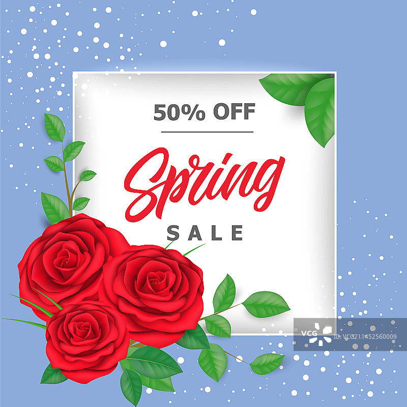 带玫瑰的春季促销字样图片素材