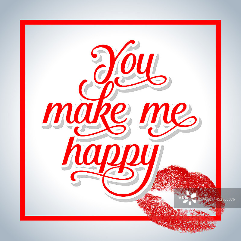 你让我快乐的文字和亲吻印章图片素材