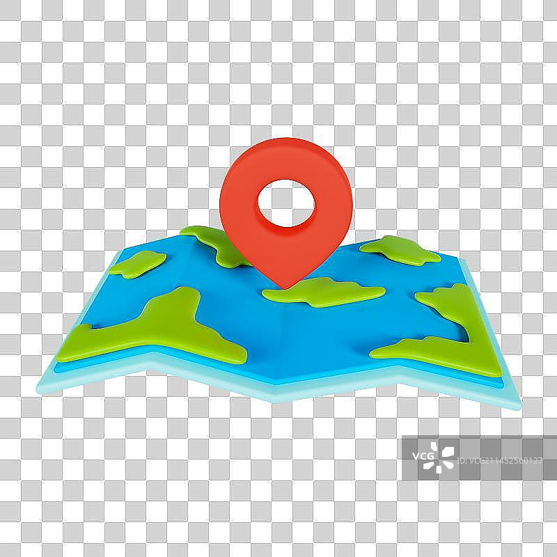 3D立体地图定位旅行元素图片素材