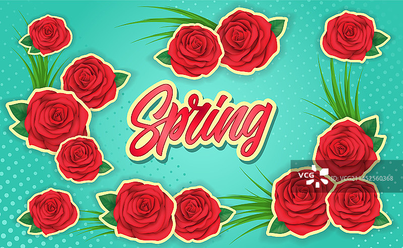 带玫瑰的春天字母图片素材