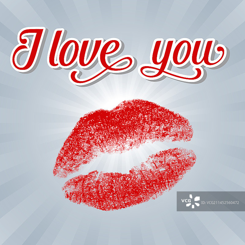 我爱你题词和亲吻印章图片素材
