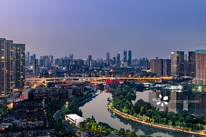 成都东湖公园日落时分图片素材