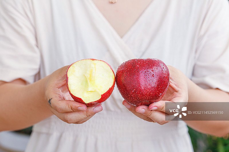 手里拿着红露苹果图片素材
