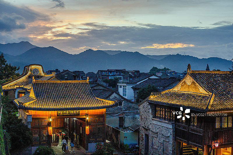 台州临海紫阳街夜景图片素材