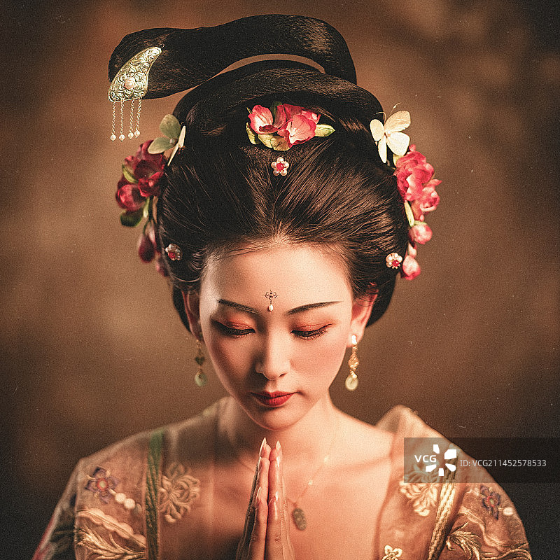 欧式宫廷复古油画风肖像系列之大唐舞姬（模特凉城篇）图片素材