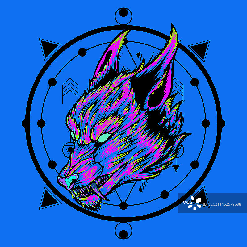 彩色几何狼图片素材