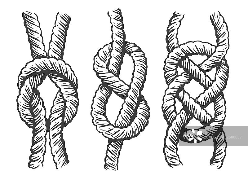 航海绳结套装：海洋概念草图图片素材