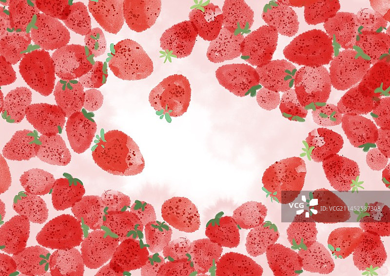 二十四节气ins风水彩水果-惊蛰草莓图片素材