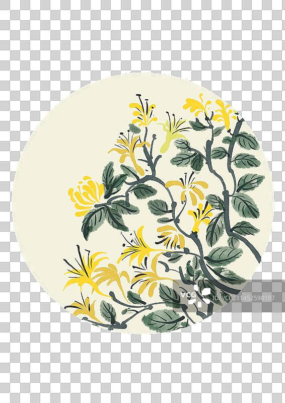 二十四节气古风花卉元素-芒种金银花图片素材