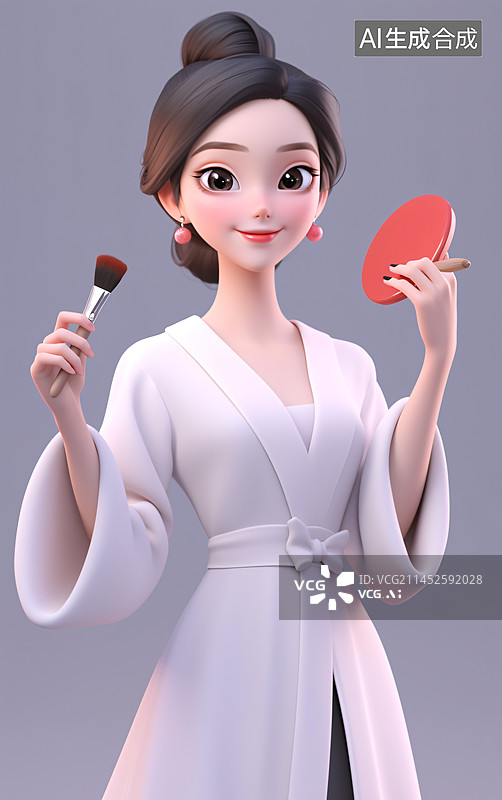 【AI数字艺术】专业美容化妆师3D人物职业图片素材