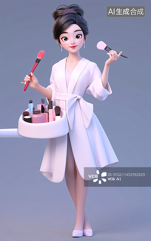【AI数字艺术】专业美容化妆师3D人物职业图片素材