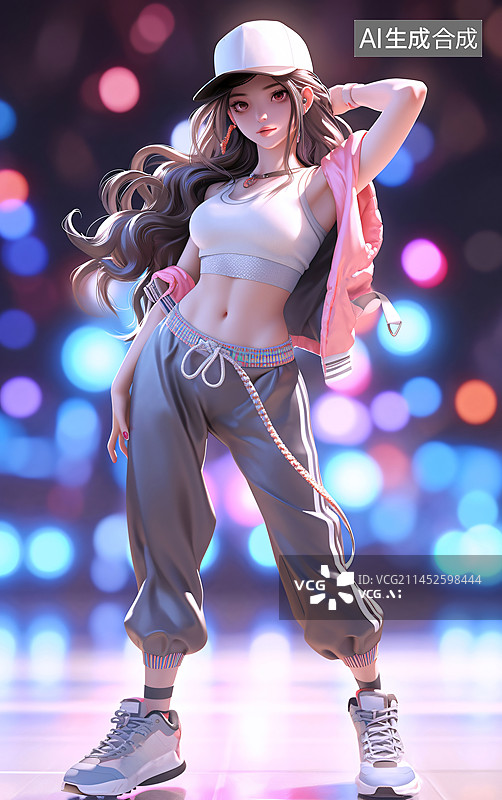 【AI数字艺术】街舞舞蹈女老师的3D人物形象职业图片素材