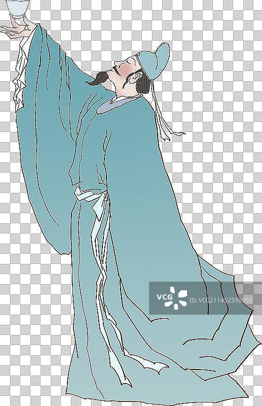 古代诗词人物举杯邀明月的李白人物元素图片素材