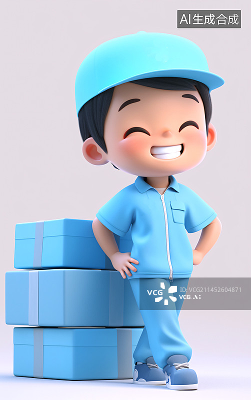 【AI数字艺术】快递员在送货3D人物形象图片素材