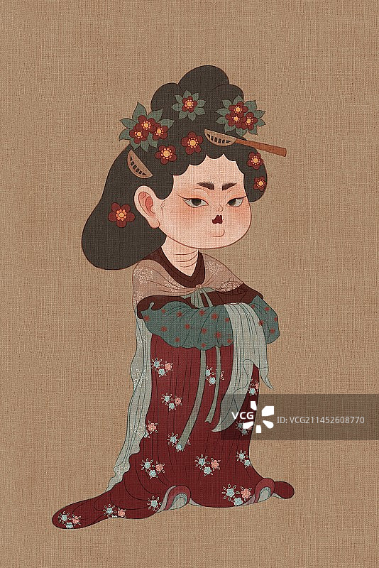 Q版唐代仕女图片素材