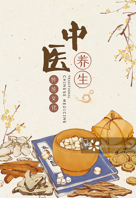 中医养生手绘传统中药材医药海报图片素材
