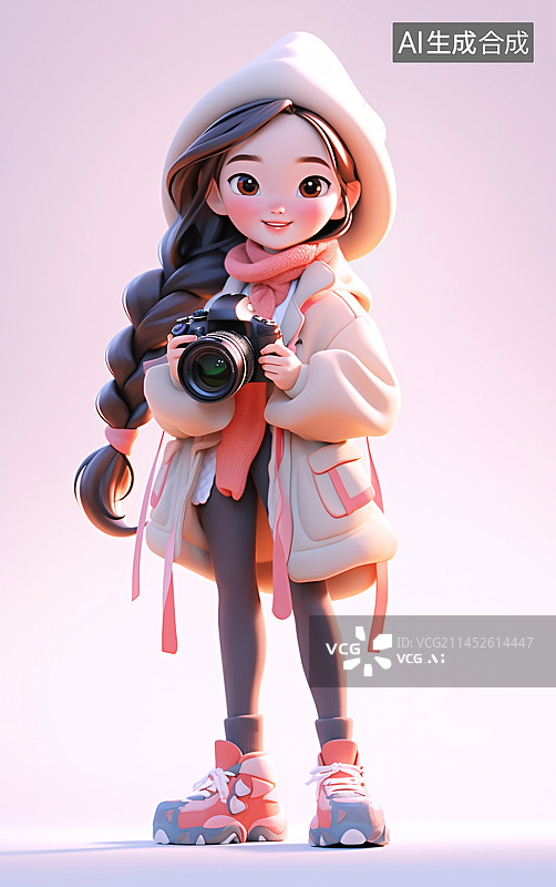 【AI数字艺术】女摄影师的3D人物形象图片素材