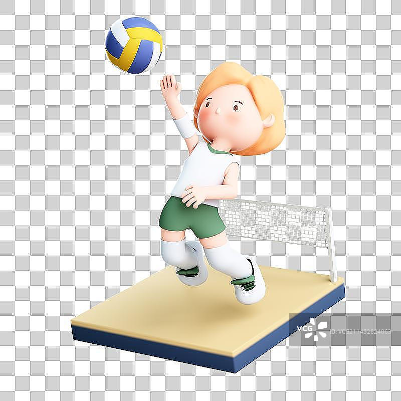 3D渲染的排球运动员图片素材