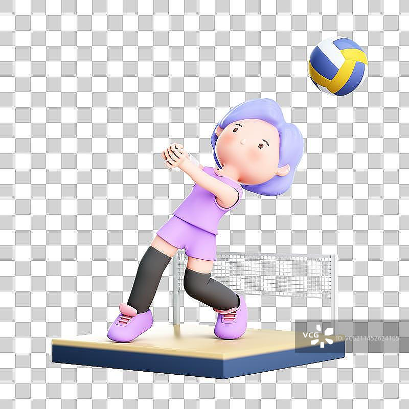 3D渲染的排球运动员图片素材
