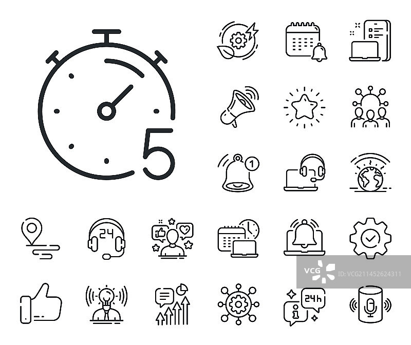 5分钟定时器线性图标秒表时间标志图片素材