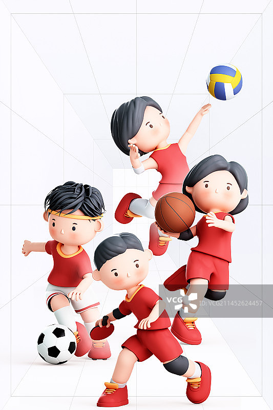 3D渲染的可爱的运动员图片素材