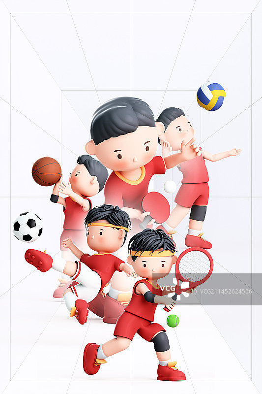 3D渲染的可爱的运动员图片素材