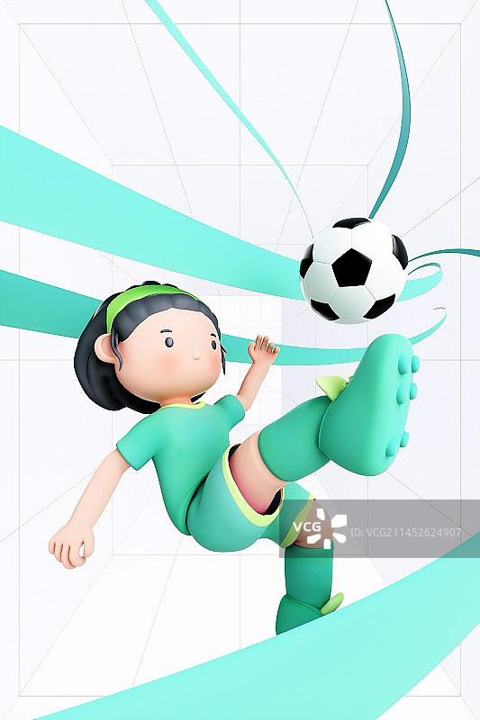 3D渲染的可爱的运动员图片素材