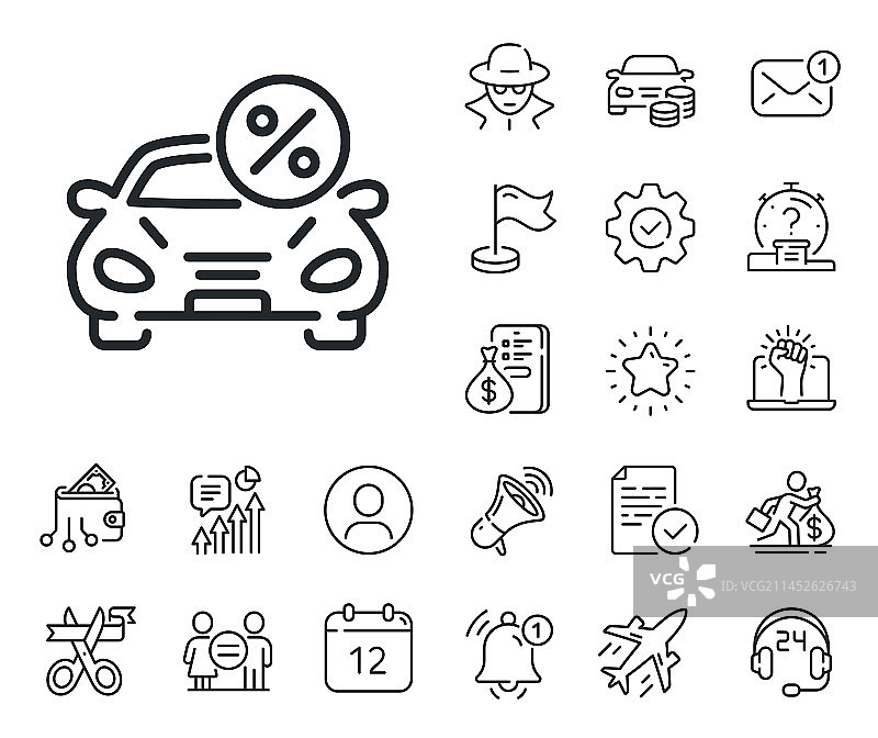 汽车租赁百分比线图标运输贷款标志图片素材