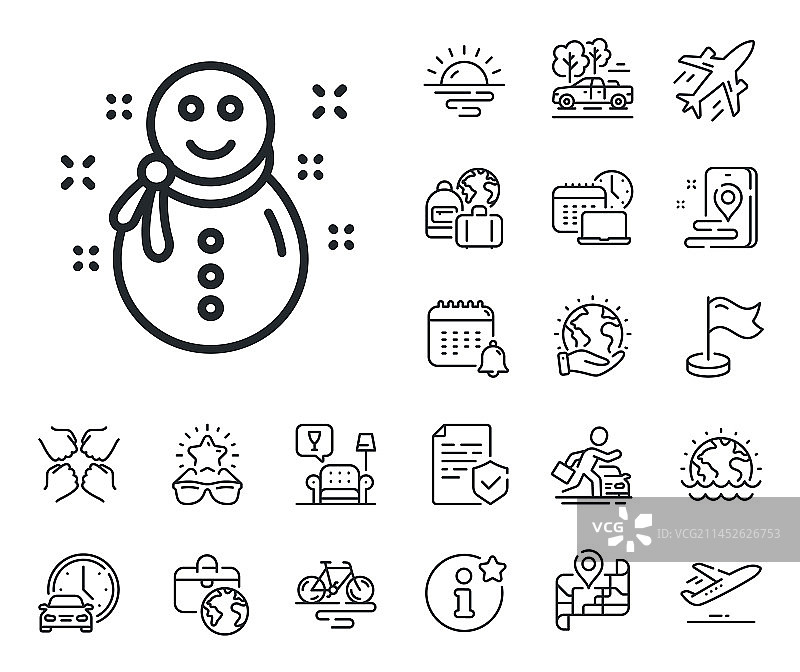 圣诞节雪人线性图标新年标志图片素材