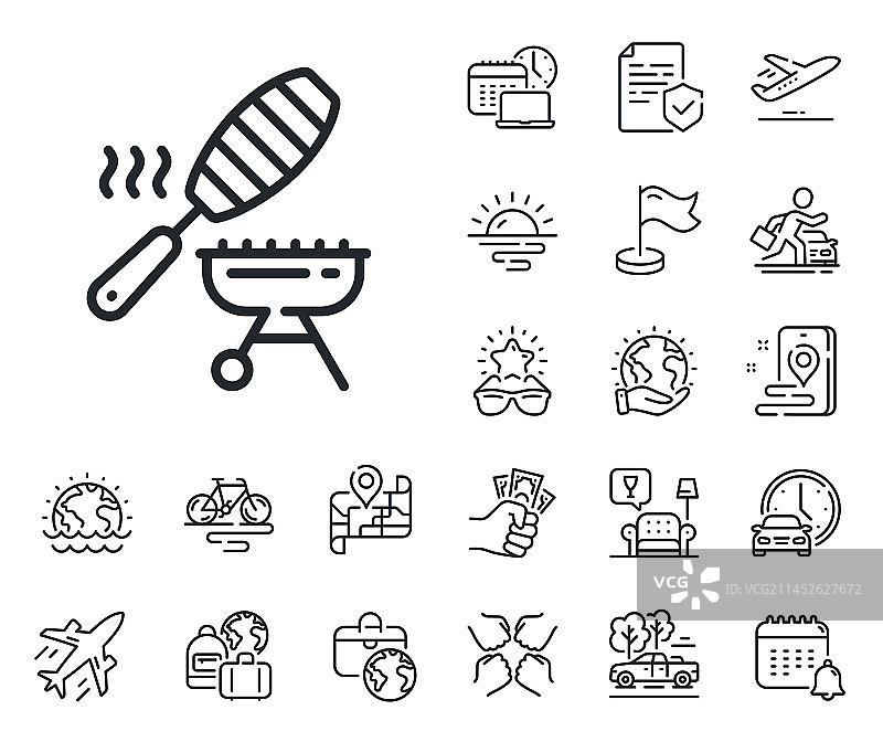烧烤线稿图标：烤鱼篮图片素材