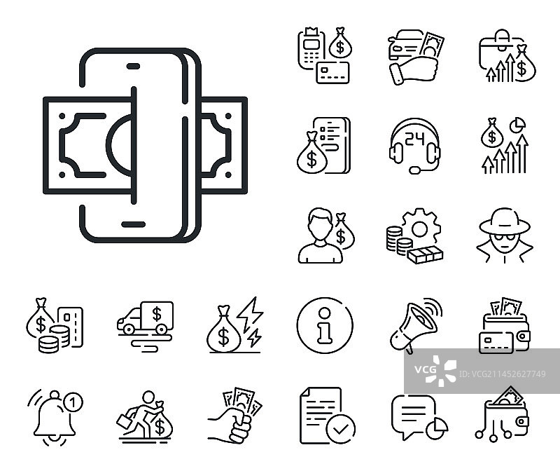 网络钓鱼线图标金钱诈骗犯罪标志现金图片素材