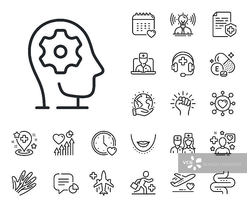 脑部工作线性图标心理治疗标志图片素材