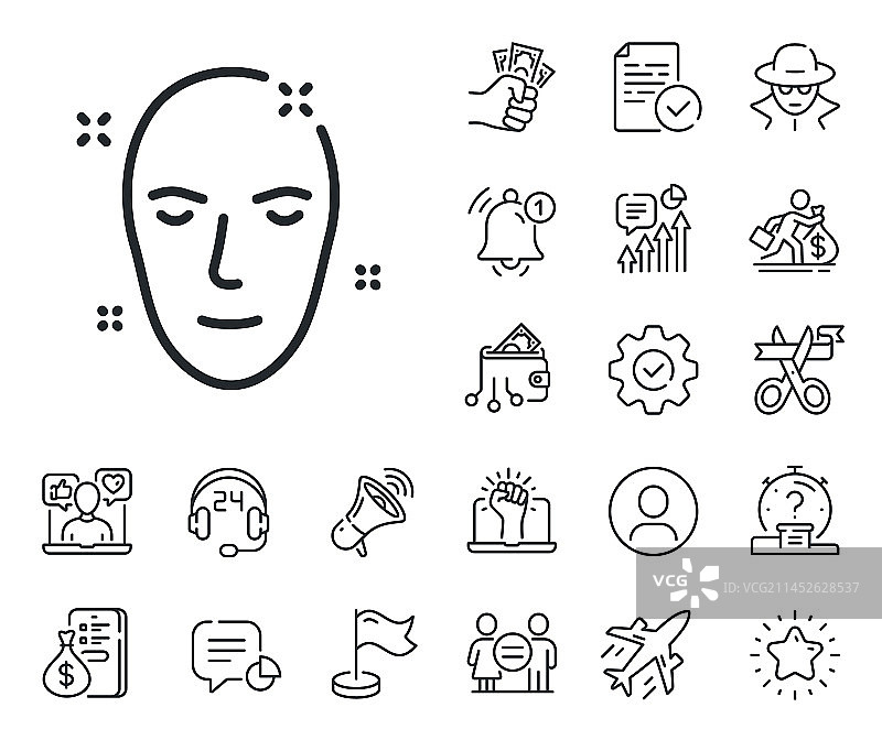 面部护理化妆品健康皮肤线性图标图片素材