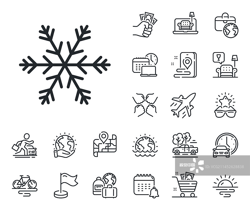 空调线性图标雪花酒店标志图片素材