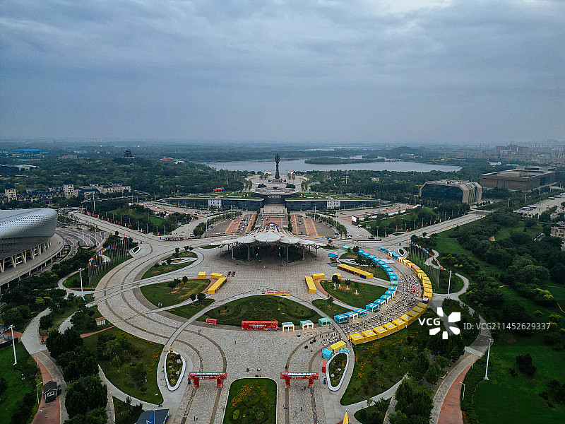 唐山 世园广场 新体育中心 会展中心 爱琴海购物公园 航拍图片素材