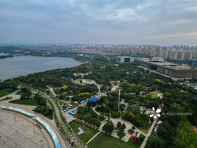 唐山 世园广场 新体育中心 会展中心 爱琴海购物公园 航拍图片素材