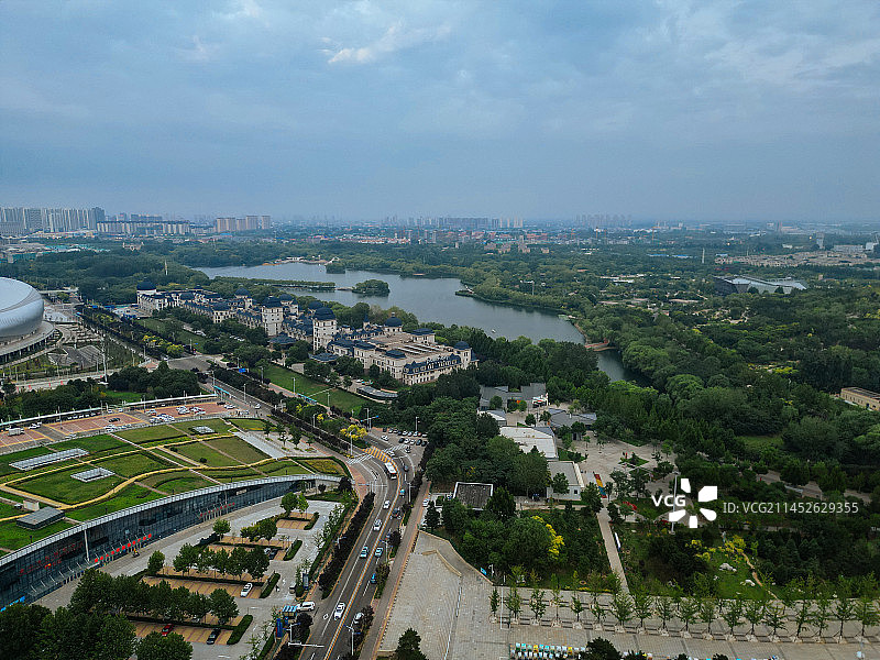 唐山 世园广场 新体育中心 会展中心 爱琴海购物公园 航拍图片素材