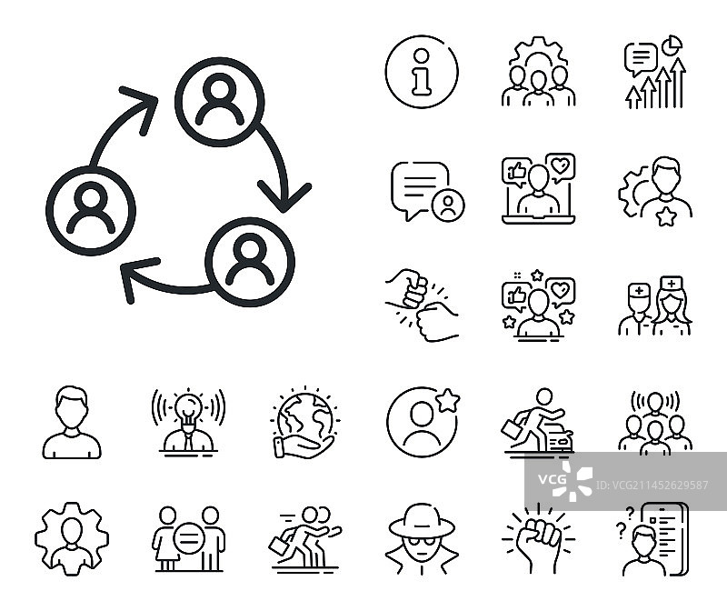 团队合作线性图标商务研讨会标志图片素材