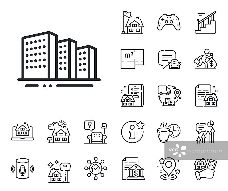 城市建筑线性图标图片素材