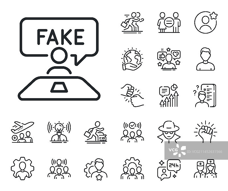 虚假评论线性图标社交宣传标志图片素材