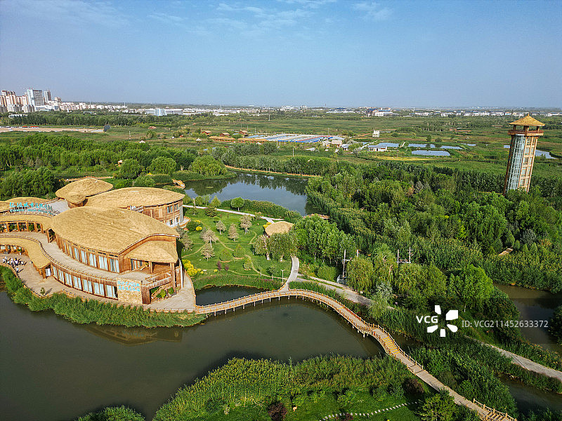 张掖 城市湿地博物馆 边塞竞技体育中心 湿地公园 甘州府城 玉水苑图片素材