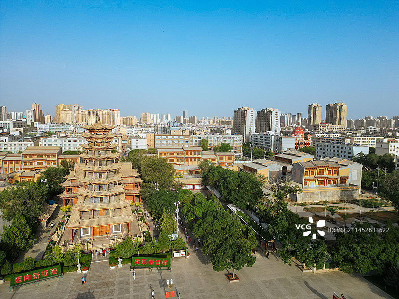 张掖 镇远楼 大佛寺 西夏国寺  木塔寺 中心广场图片素材