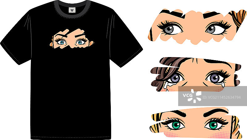 透过玻璃看到的女性眼睛套装图片素材